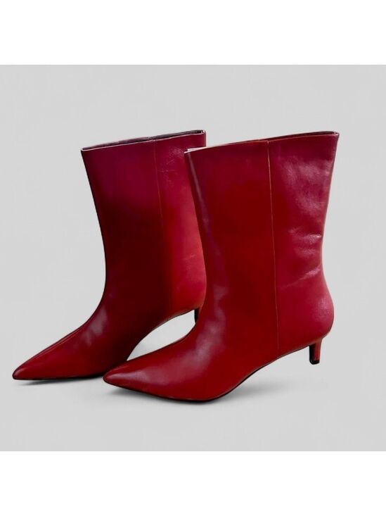 SEYCHELLES-Game Changer Red Leather Pointed-Toe Boots-size 7.5-new Retail $179 - Picture 5 of 8